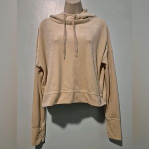 Aerie Offline Cream Velour Pullover Hooded Top Women's Sz Small Trendy Comfy
